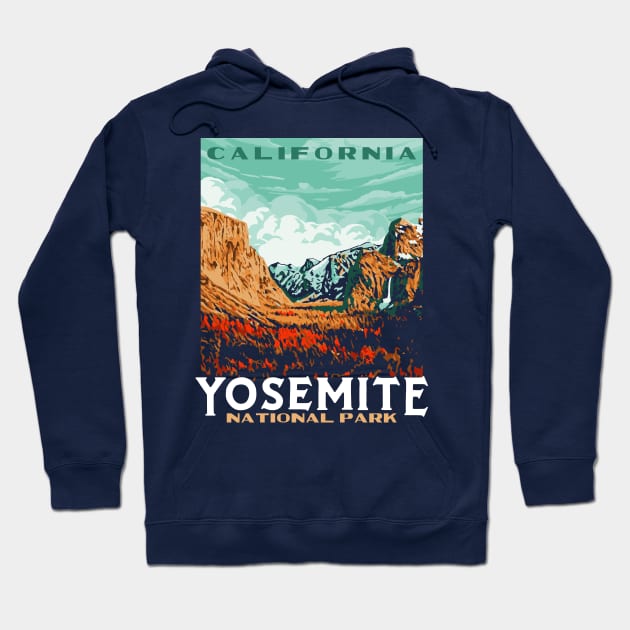 Yosemite National Park - Yosemite Valley Vintage California WPA Style Poster Art Hoodie by GIANTSTEPDESIGN